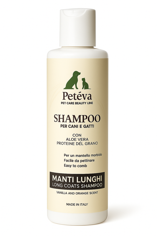 Shampoo Naturale Pelo Lungo Per Cani e Gatti 200 ml - Arancio e Vaniglia - Petéva