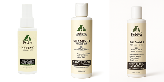 Kit Pelo Lungo per Cani e Gatti - Shampoo, Balsamo e Profumo | Petéva