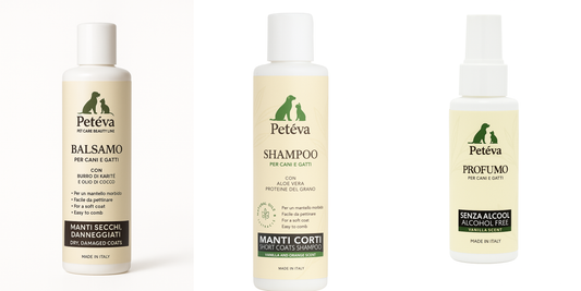 Kit Pelo Corto per Cani e Gatti - Shampoo, Balsamo e Profumo | Petéva