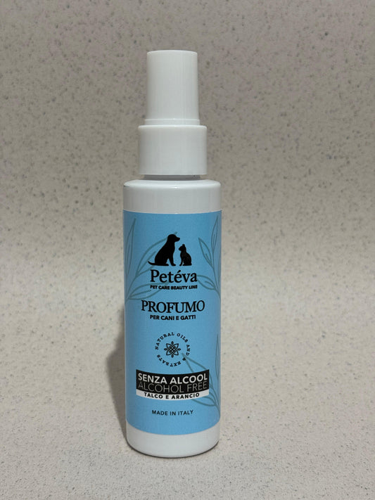 Profumo per Cani e Gatti 100 ml - Talco e Orange (Senza Alcool) | Petéva